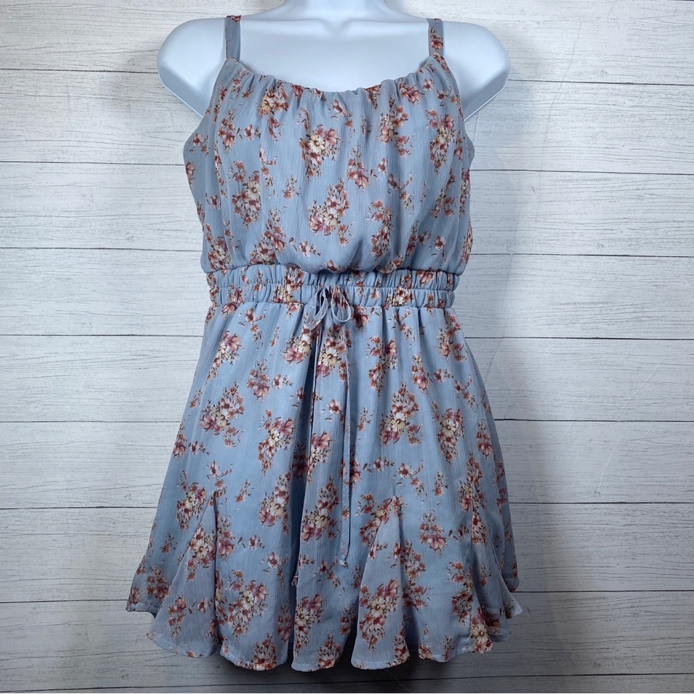 Altar’d State Floral light Blue Romper Large one piece jumpsuit coquette cutesy